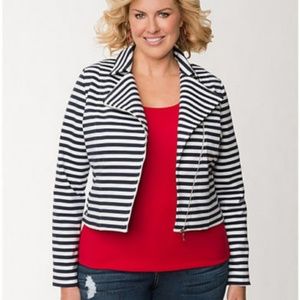 LANE BRYANT STRIPED MOTO JACKET